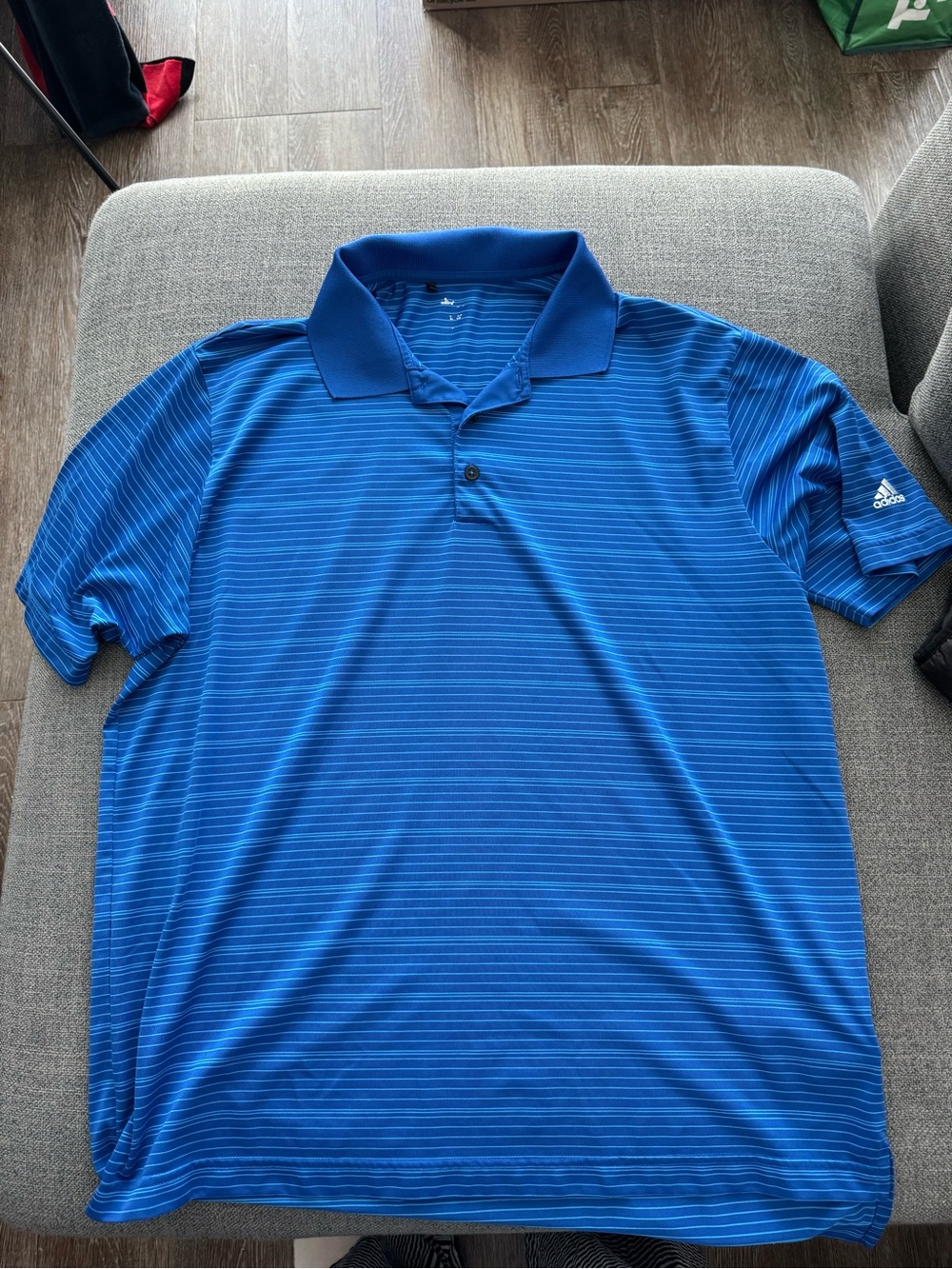 adidas Men's Royal Blue Striped Golf Polo